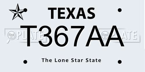 T367AA Texas License Plate
