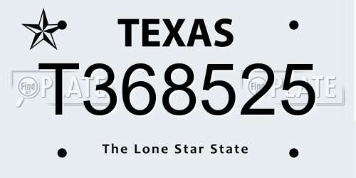 T368525 Texas License Plate