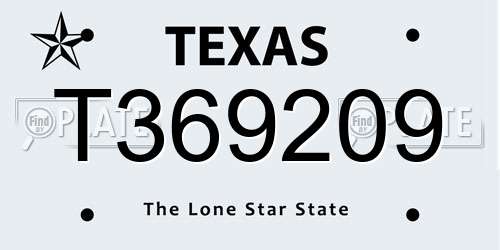 T369209 Texas License Plate