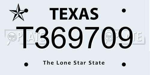 T369709 Texas License Plate