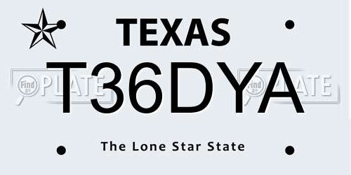 T36DYA Texas License Plate