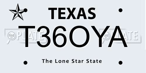 T36OYA Texas License Plate