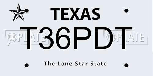 T36PDT Texas License Plate
