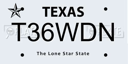 T36WDN Texas License Plate
