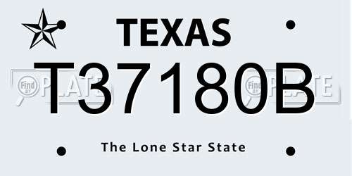 T37180B Texas License Plate