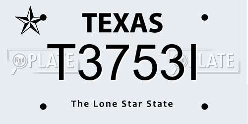 T3753I Texas License Plate