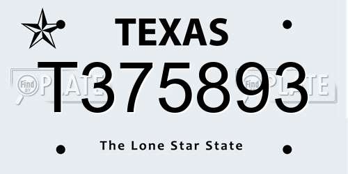 T375893 Texas License Plate