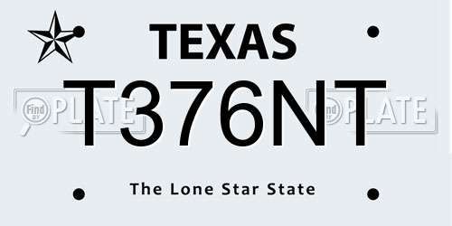T376NT Texas License Plate