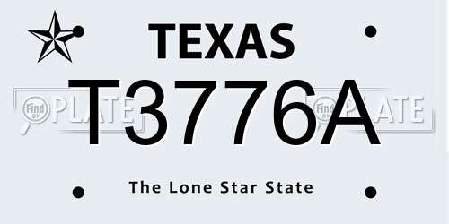T3776A Texas License Plate