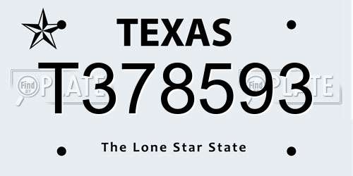 T378593 Texas License Plate
