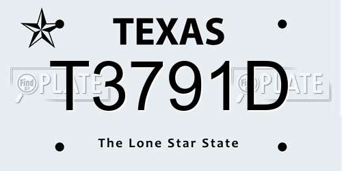 T3791D Texas License Plate