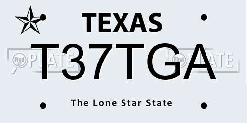 T37TGA Texas License Plate