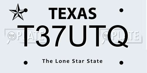 T37UTQ Texas License Plate