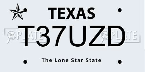 T37UZD Texas License Plate