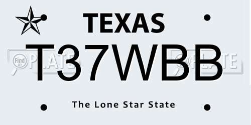 T37WBB Texas License Plate