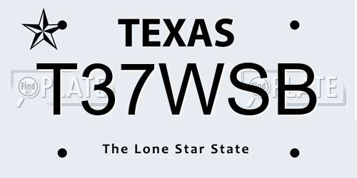 T37WSB Texas License Plate