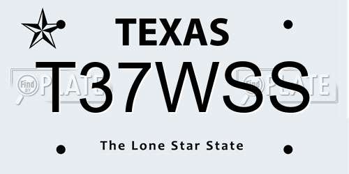 T37WSS Texas License Plate