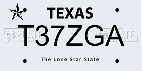T37ZGA Texas License Plate