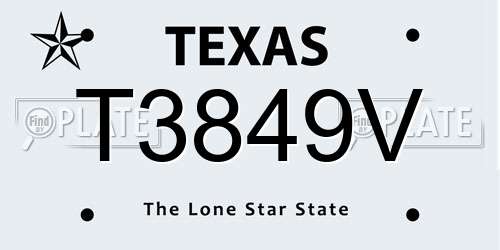 T3849V Texas License Plate