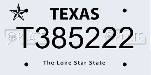 T385222 Texas License Plate