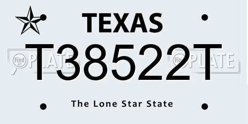 T38522T Texas License Plate