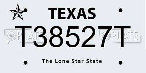 T38527T Texas License Plate
