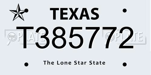 T385772 Texas License Plate