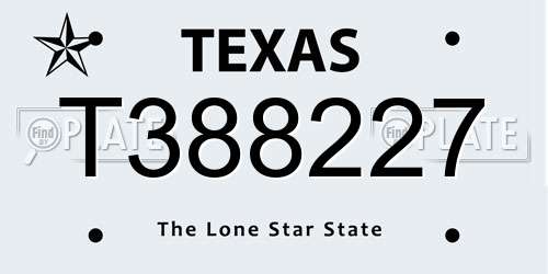 T388227 Texas License Plate
