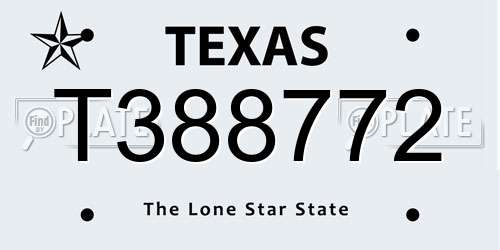 T388772 Texas License Plate