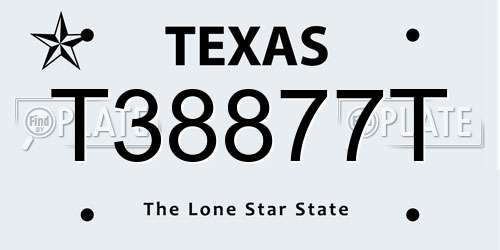 T38877T Texas License Plate