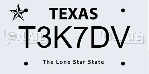 T3K7DV Texas License Plate