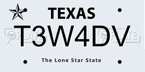T3W4DV Texas License Plate
