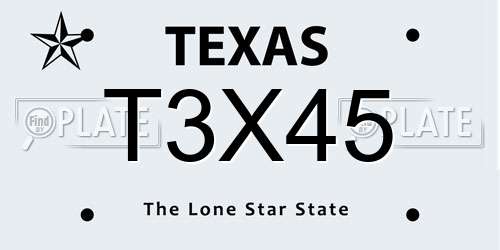 T3X45 Texas License Plate