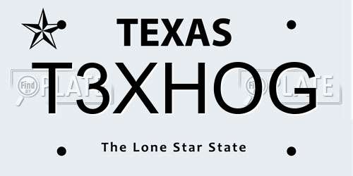 T3XHOG Texas License Plate