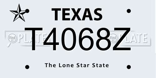 T4068Z Texas License Plate