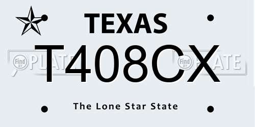 T408CX Texas License Plate
