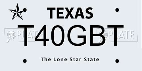 T40GBT Texas License Plate