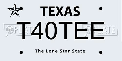 T40TEE Texas License Plate