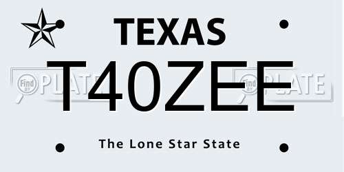 T40ZEE Texas License Plate