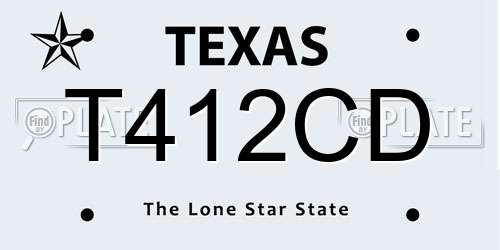 T412CD Texas License Plate
