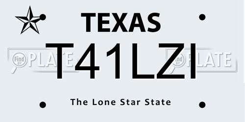 T41LZI Texas License Plate