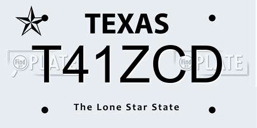 T41ZCD Texas License Plate