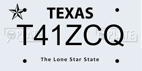 T41ZCQ Texas License Plate