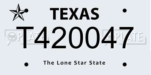 T420047 Texas License Plate