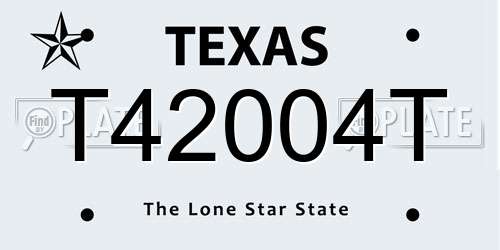 T42004T Texas License Plate