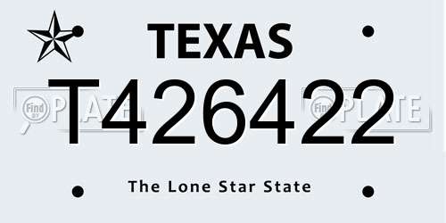 T426422 Texas License Plate