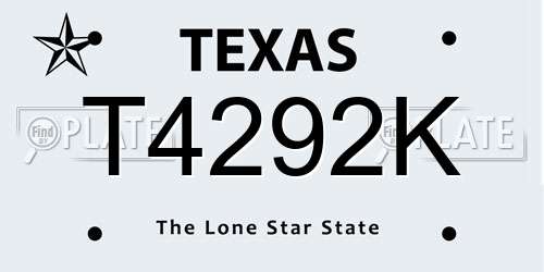 T4292K Texas License Plate