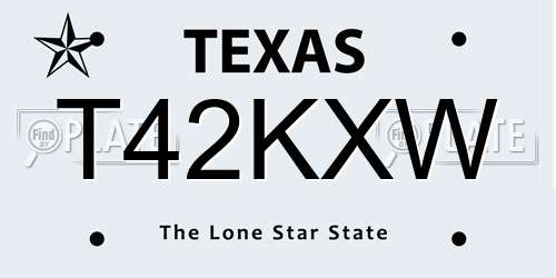 T42KXW Texas License Plate