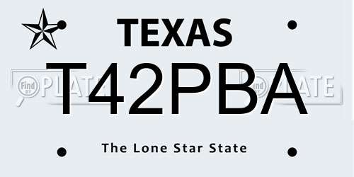 T42PBA Texas License Plate
