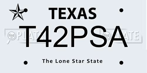 T42PSA Texas License Plate